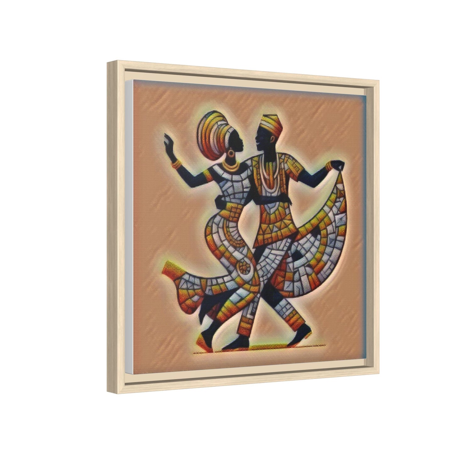 Framed African Dance Mosaic Art Print — Matte Canvas Wall Decor
