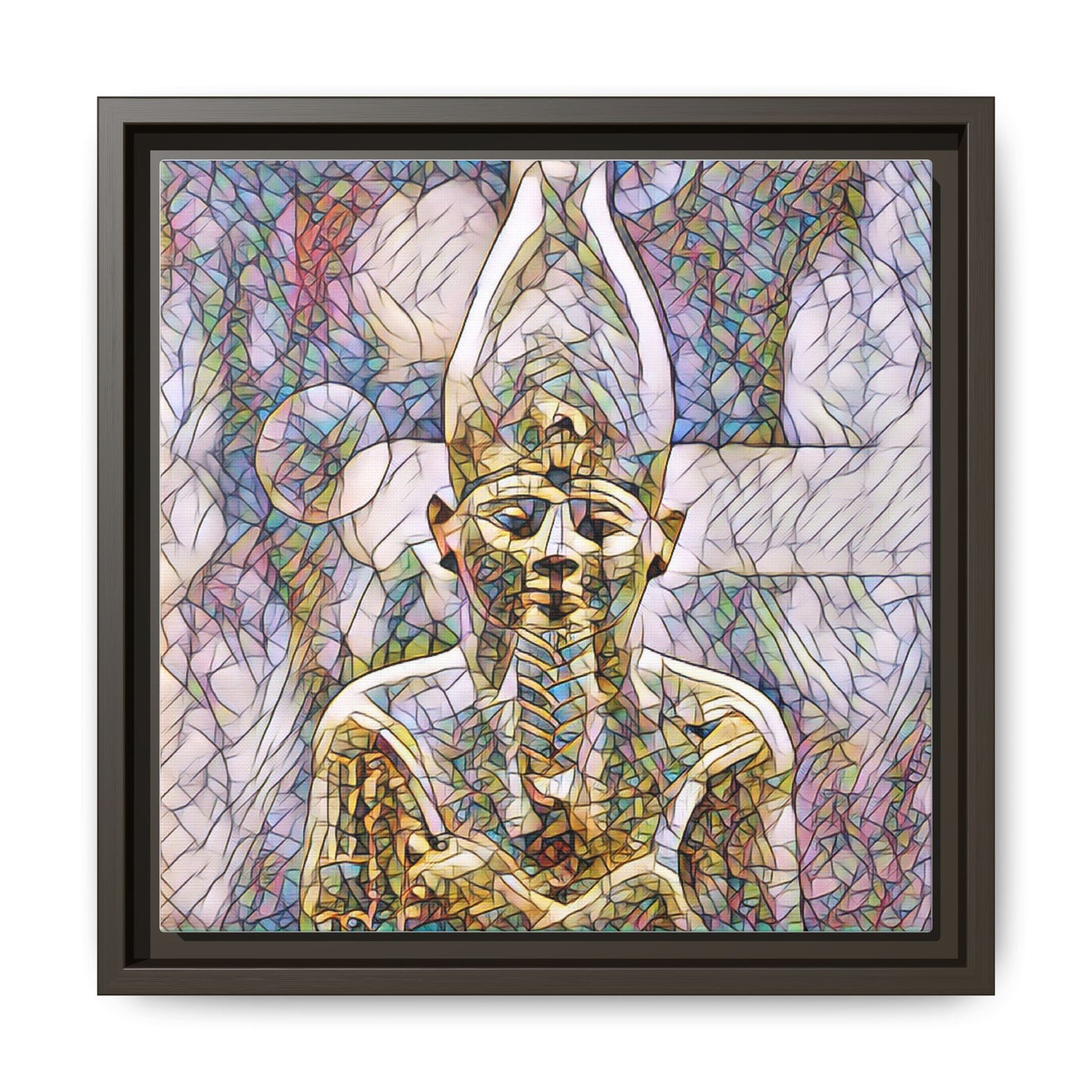 Egyptian Pharaoh Stained-Glass Style Matte Canvas Print, Framed