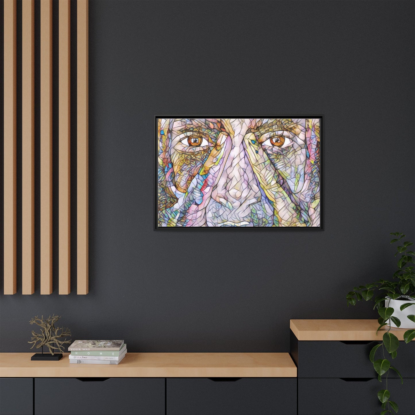 Abstract Stained-Glass Face Matte Canvas Framed Wall Art