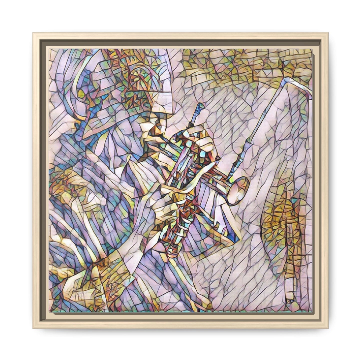 Framed Abstract Trumpet Player Matte Canvas Art