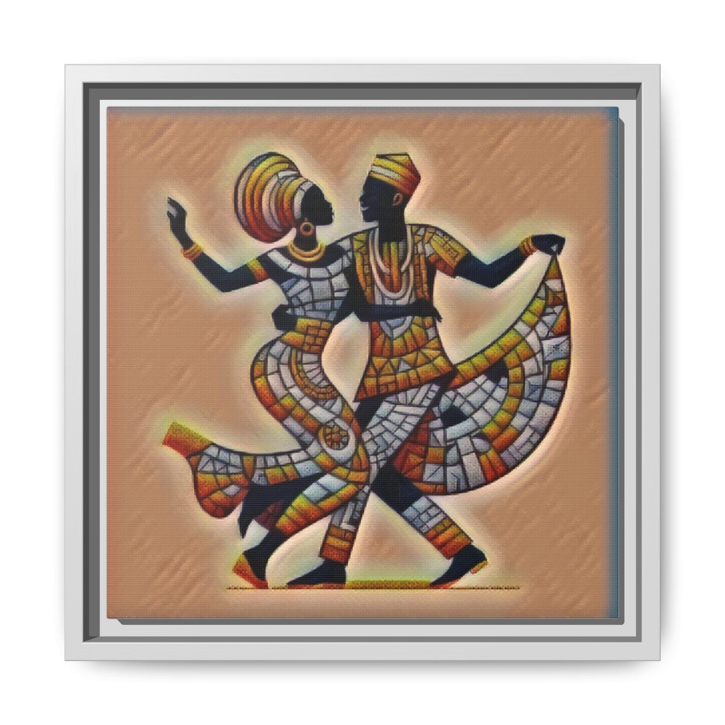 Framed African Dance Mosaic Art Print — Matte Canvas Wall Decor