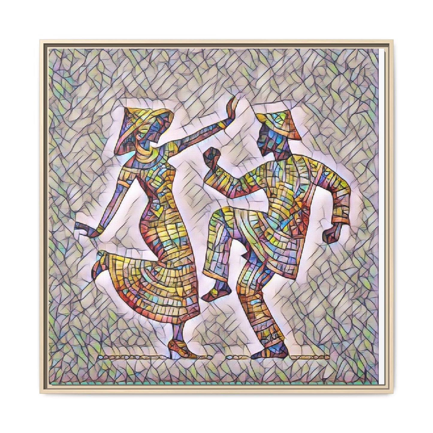 Colorful Folk Dance Matte Canvas Print (Framed)