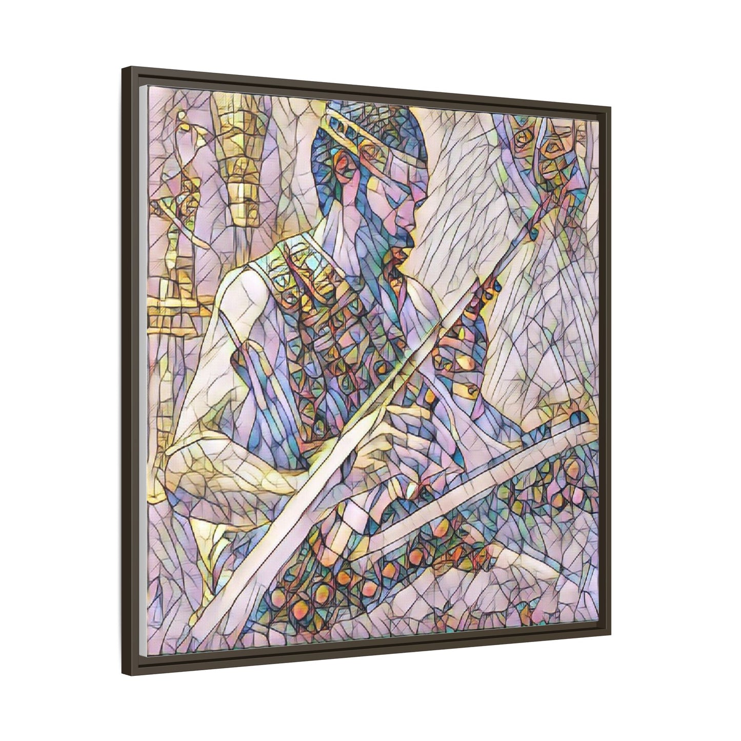 Framed Matte Canvas — Abstract Musician Stained-Glass Art Print