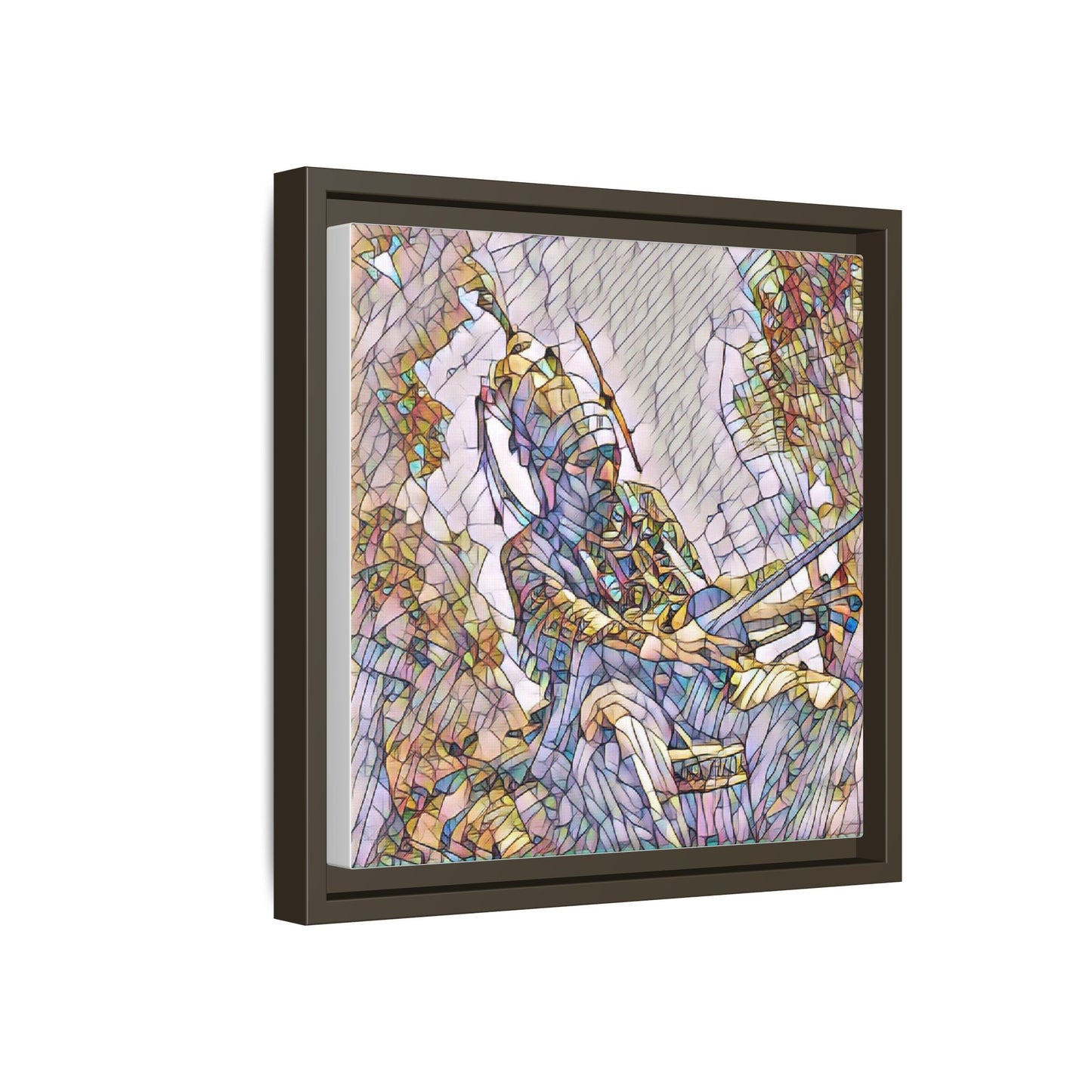Framed Archery Canvas Print — Stained-Glass Archer Wall Art