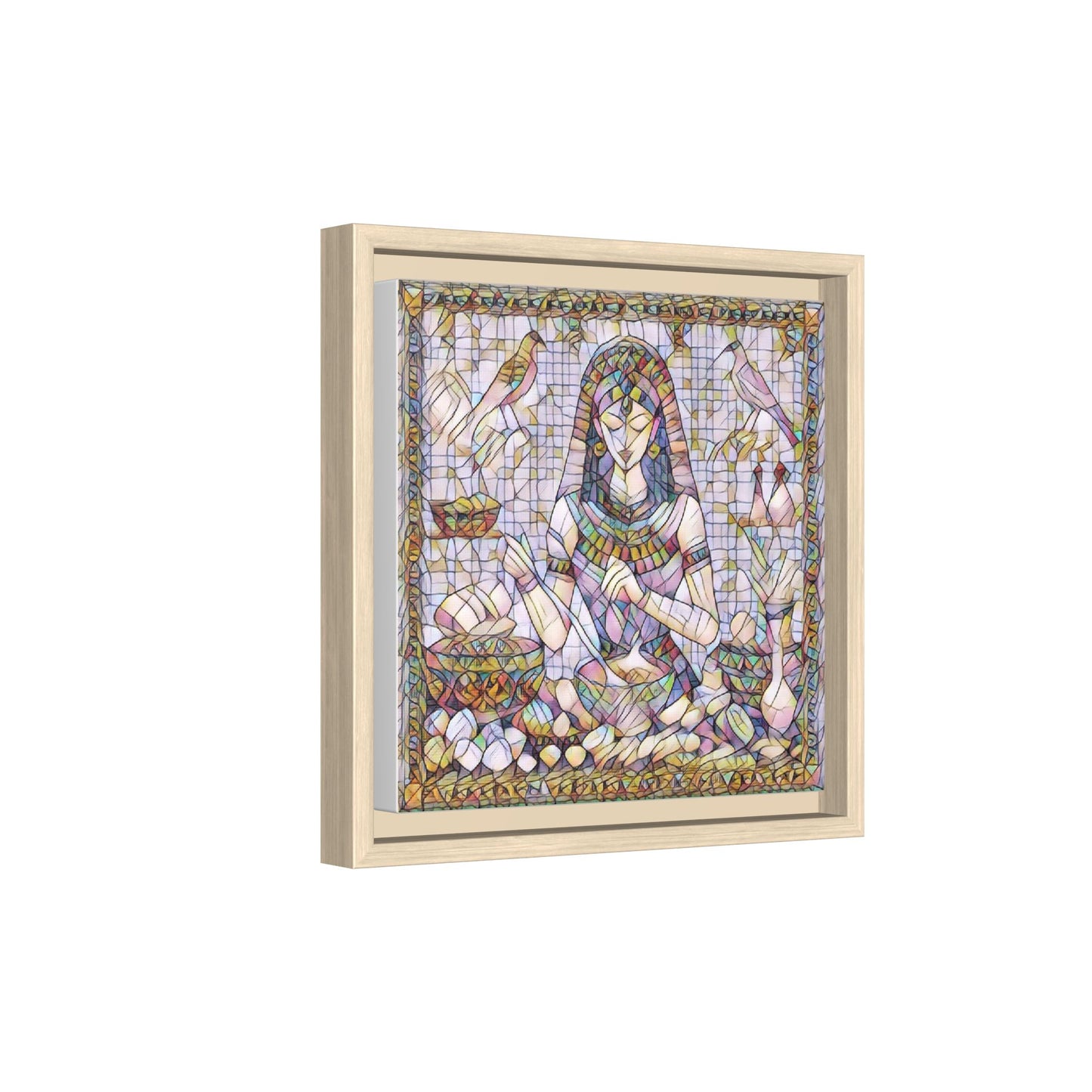 Egyptian Goddess Mosaic Framed Canvas Art
