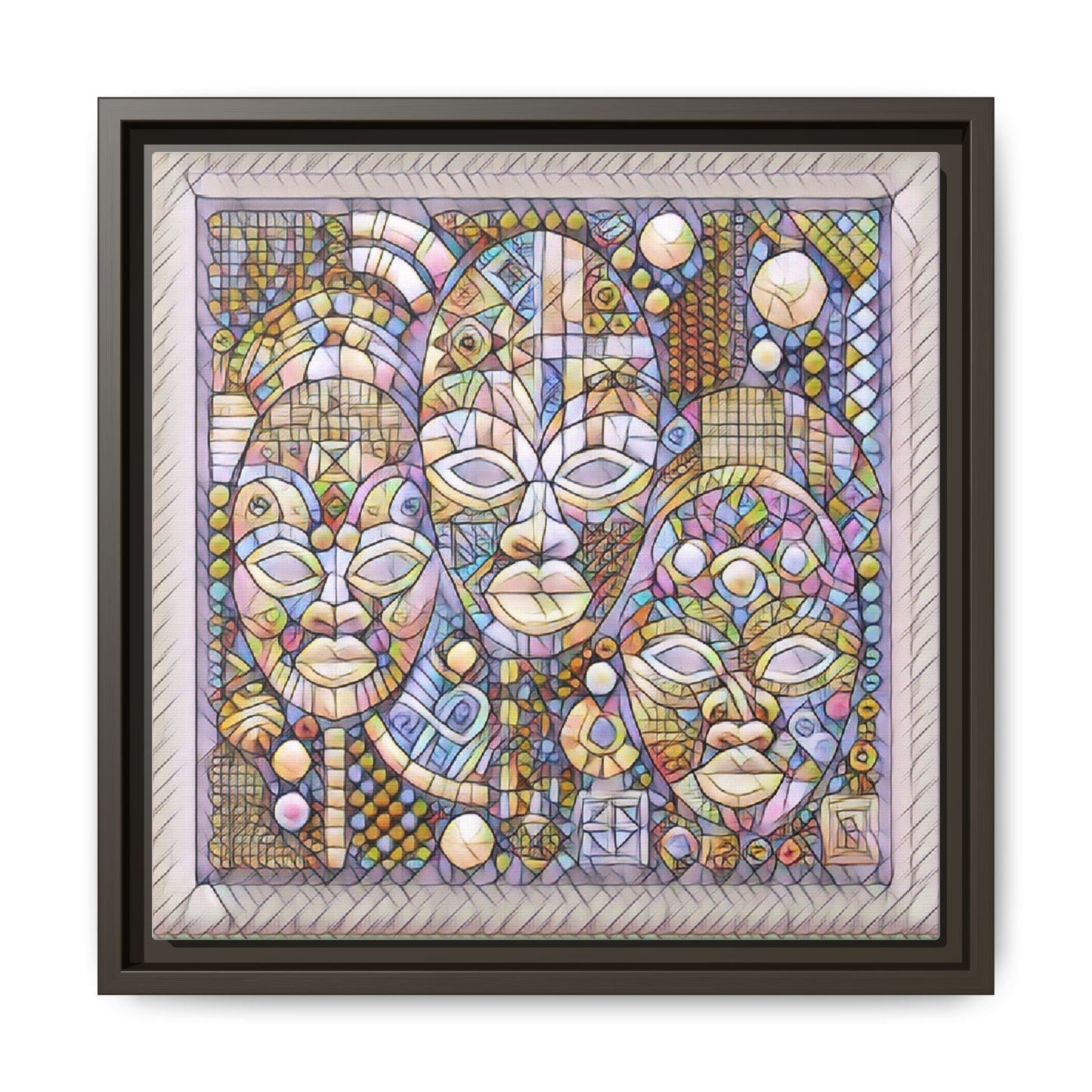 Abstract African Mask Art — Framed Matte Canvas Wall Art