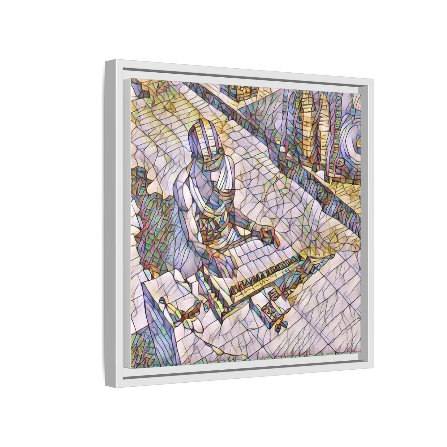 Abstract DJ Skateboarder Matte Framed Canvas – Colorful Urban Music Art Print