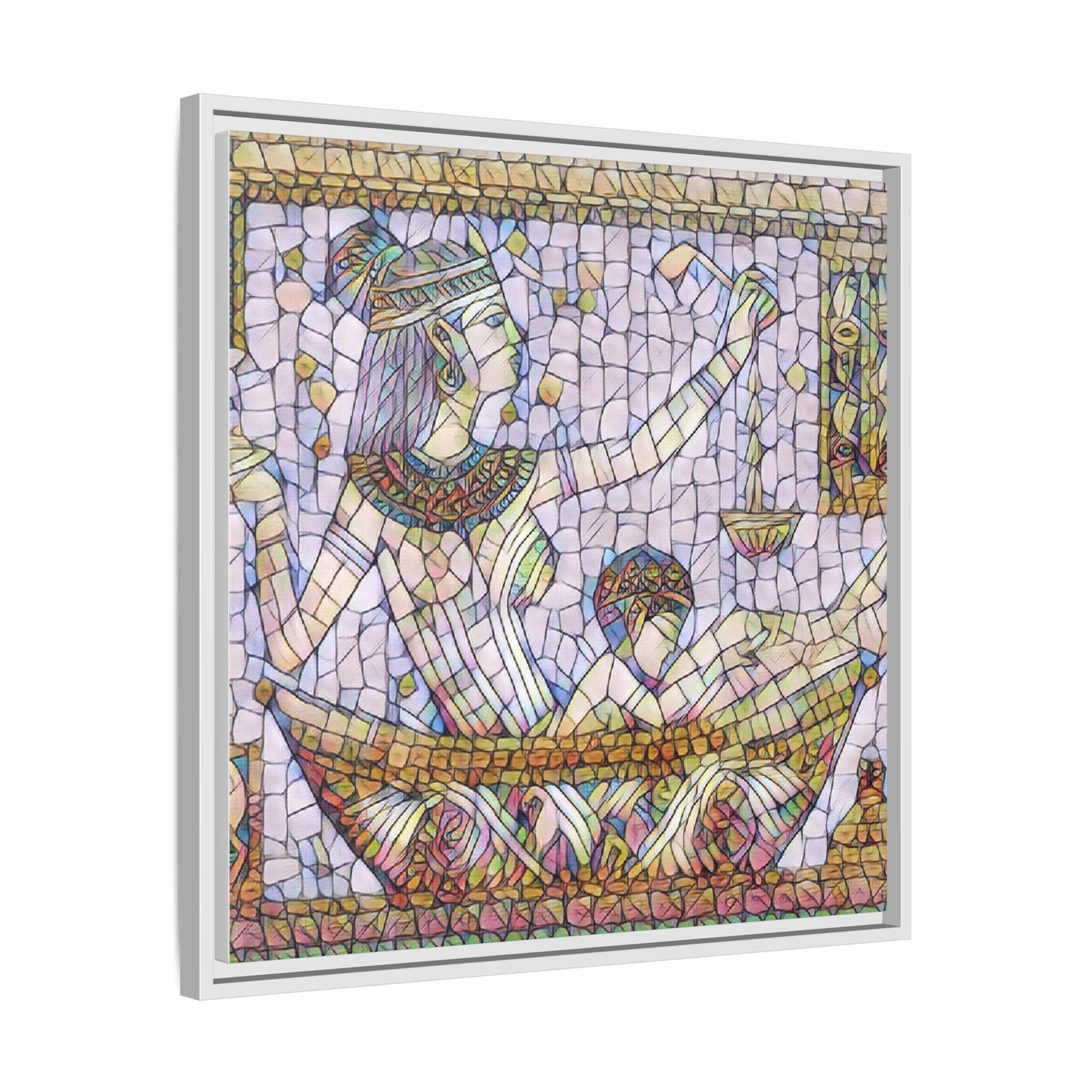 Egyptian Mosaic Goddess Matte Canvas Print (Framed)