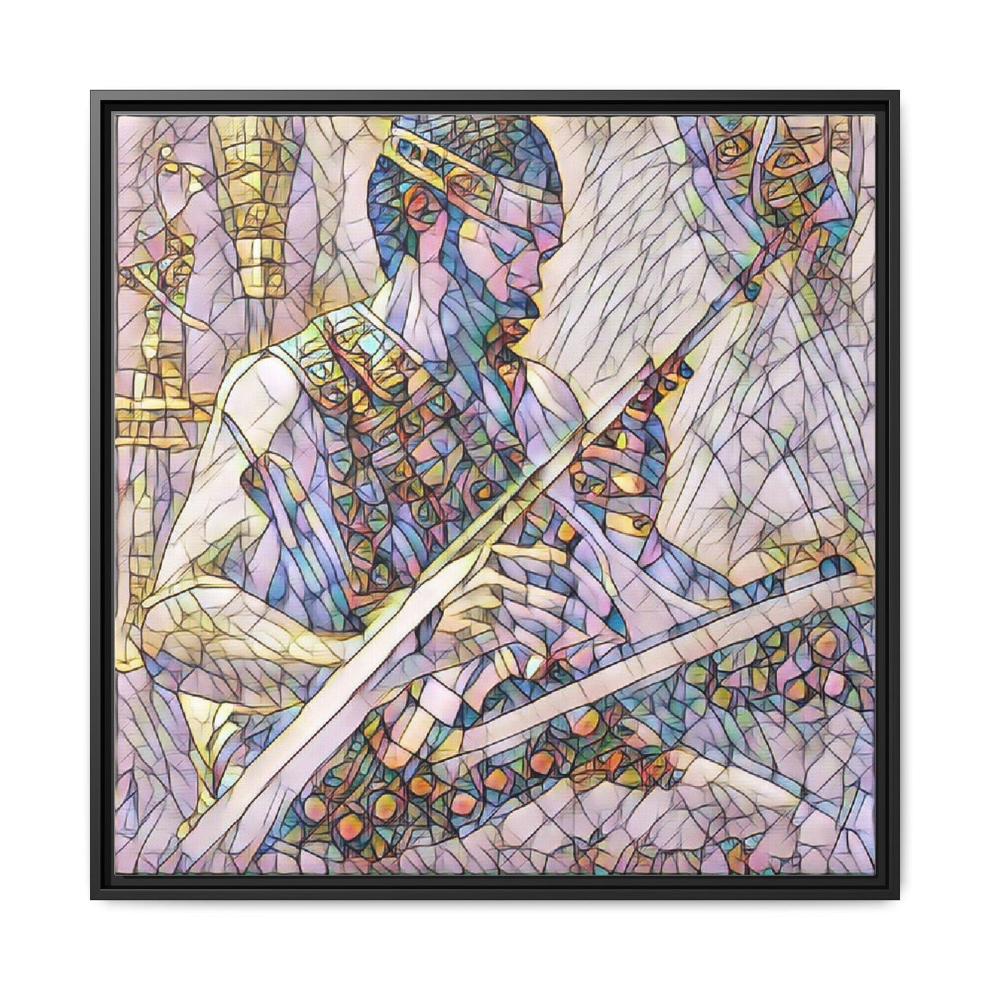 Framed Matte Canvas — Abstract Musician Stained-Glass Art Print
