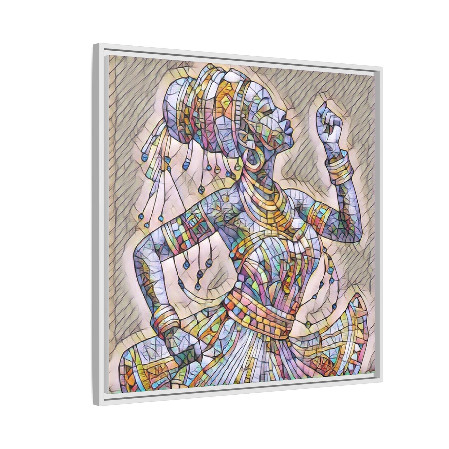 Framed Canvas Art — Colorful Mosaic Dancer