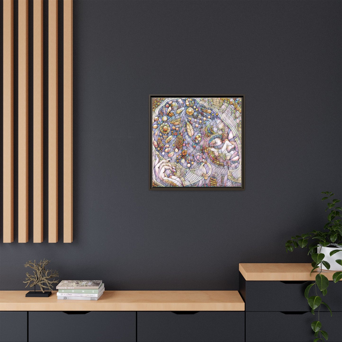 Bohemian Mosaic Woman Matte Canvas Framed Wall Art