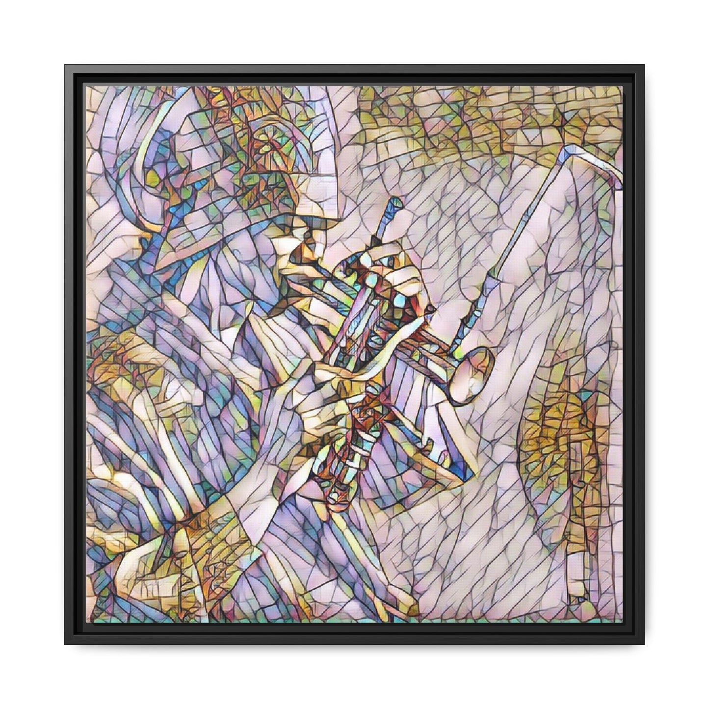 Framed Abstract Trumpet Player Matte Canvas Art