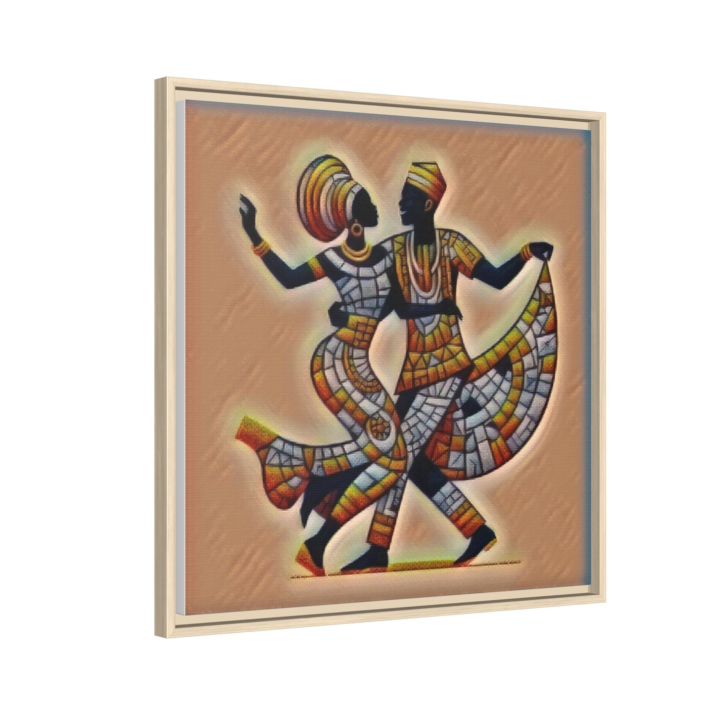 Framed African Dance Mosaic Art Print — Matte Canvas Wall Decor