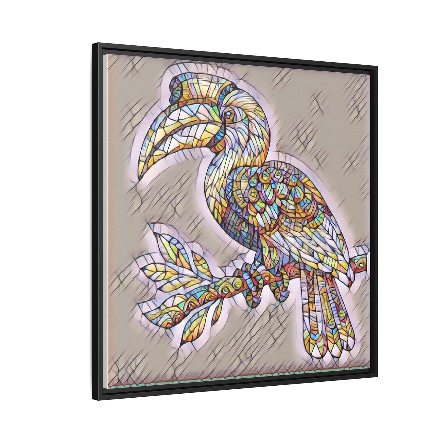 Colorful Stained Glass Toucan Matte Canvas Framed Wall Art
