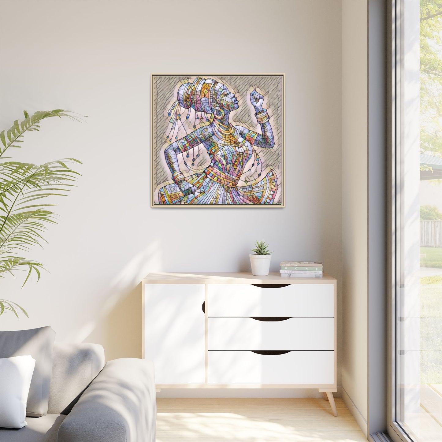 Framed Canvas Art — Colorful Mosaic Dancer