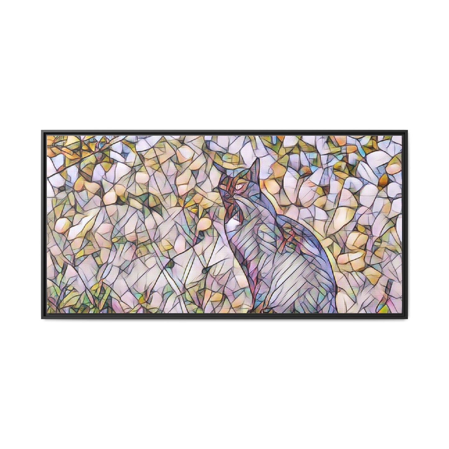 Framed Canvas Art - Stained Glass Heron Nature Print