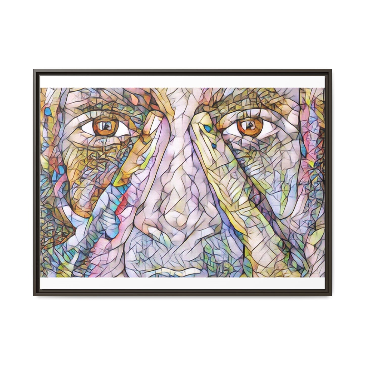 Abstract Stained-Glass Face Matte Canvas Framed Wall Art