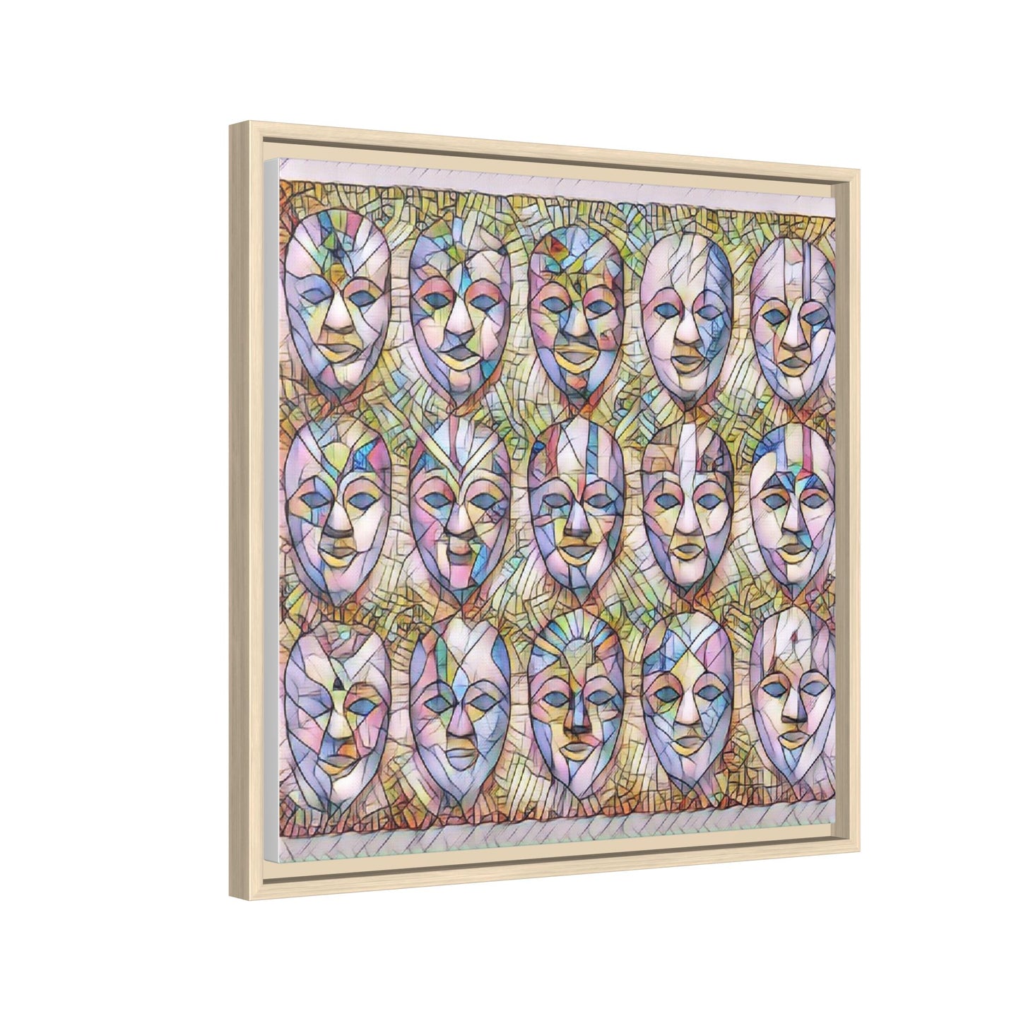 Abstract Mask Art Matte Canvas Print — Framed Multicolor Wall Art