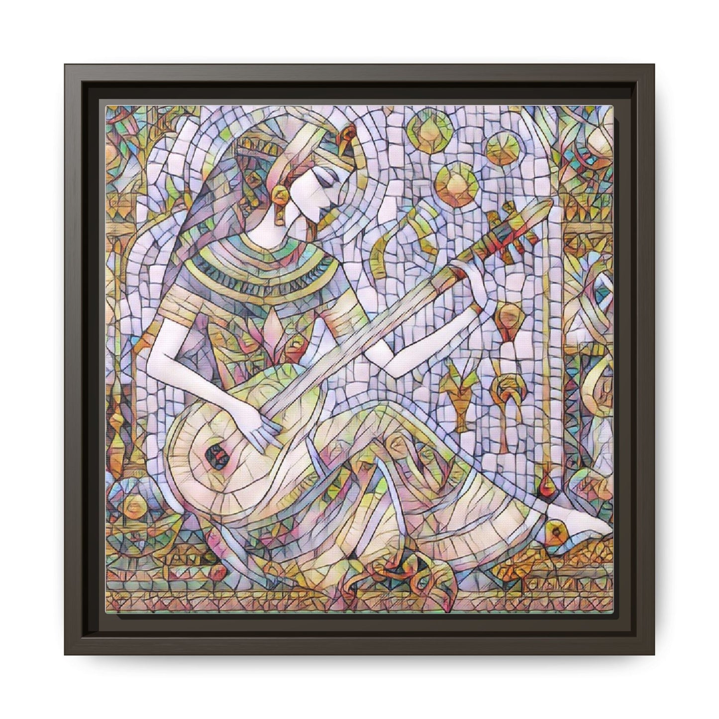 Egyptian Muse Mosaic Matte Canvas Framed Wall Art