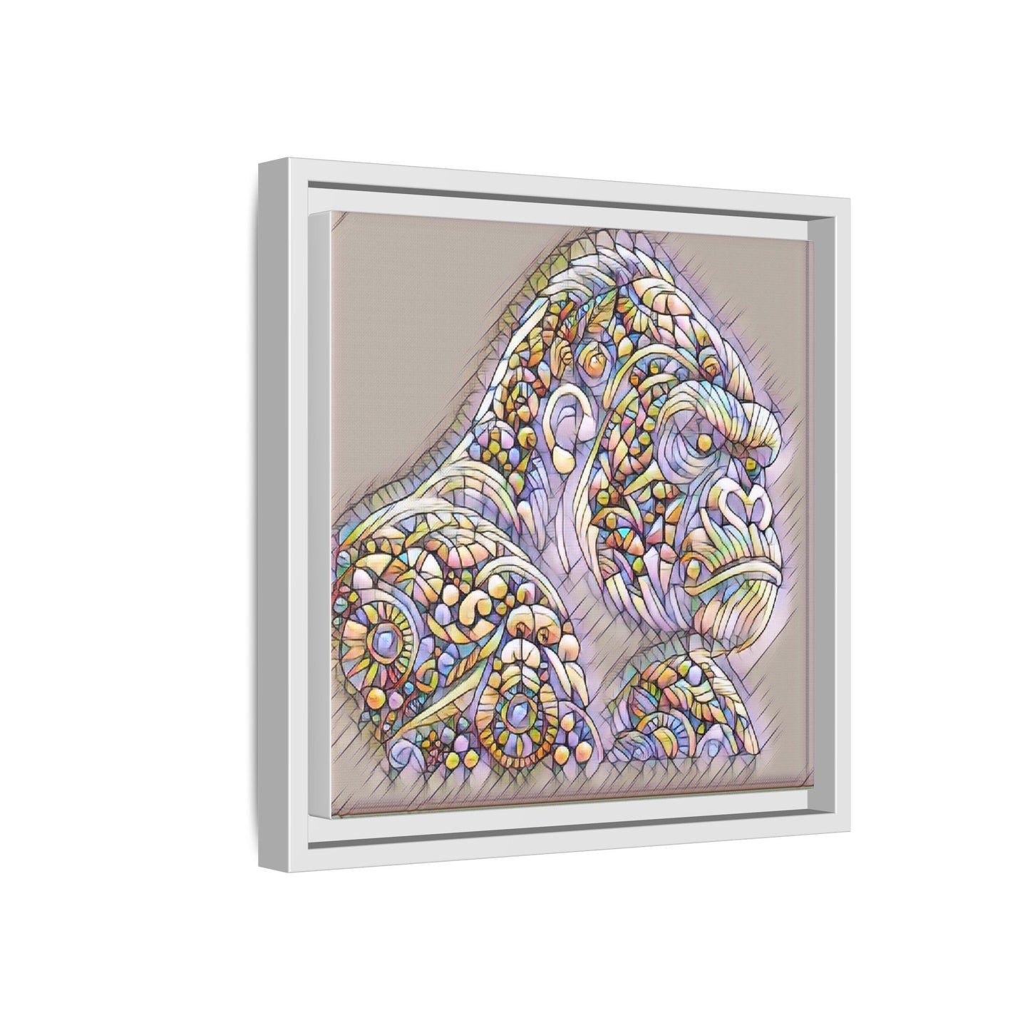 Colorful Ornate Gorilla Matte Canvas Framed Wall Art