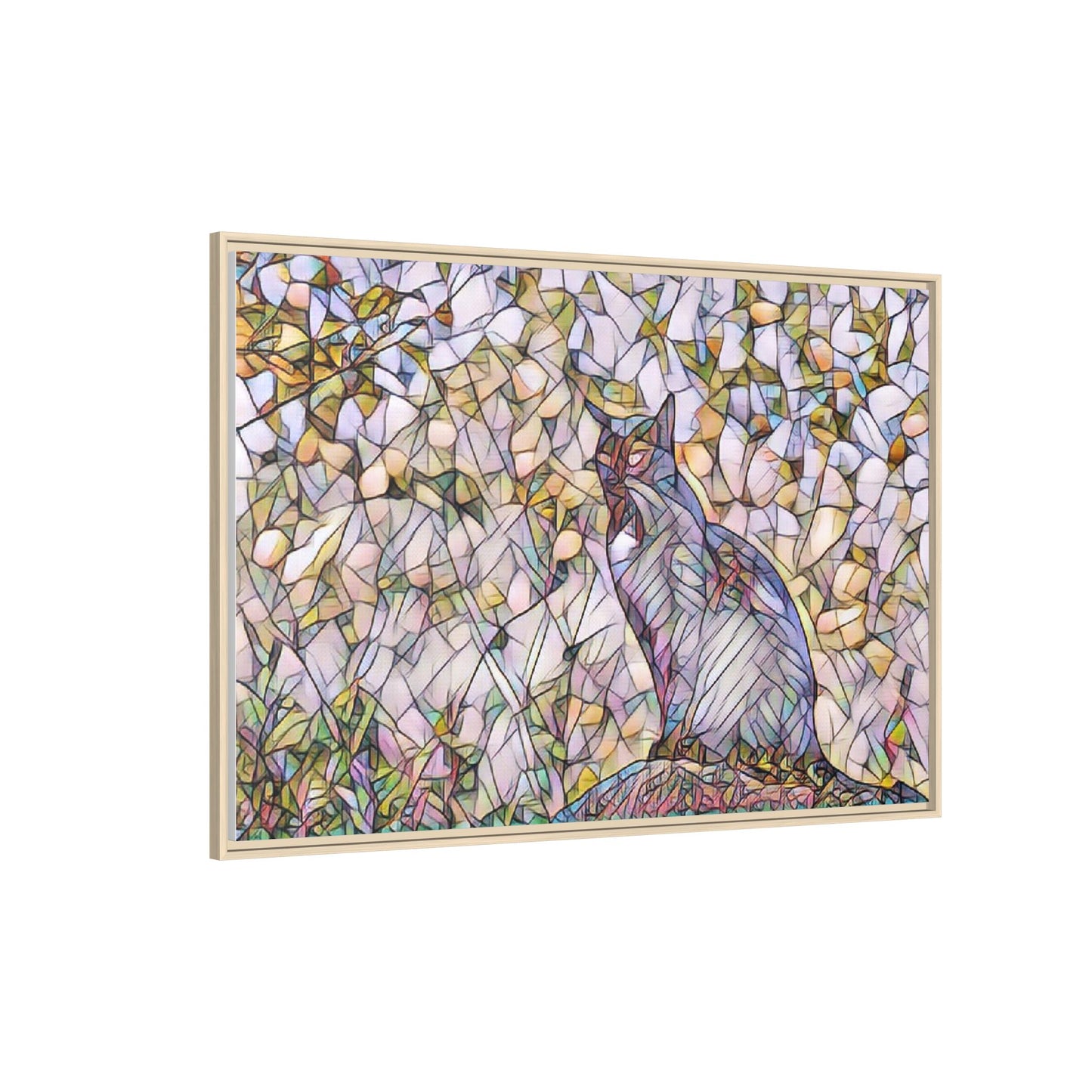 Framed Canvas Art - Stained Glass Heron Nature Print