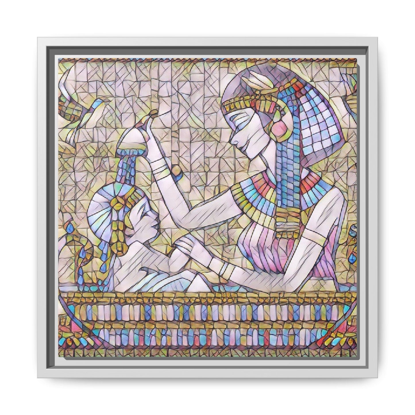 Egyptian Mosaic Mother & Child Framed Matte Canvas