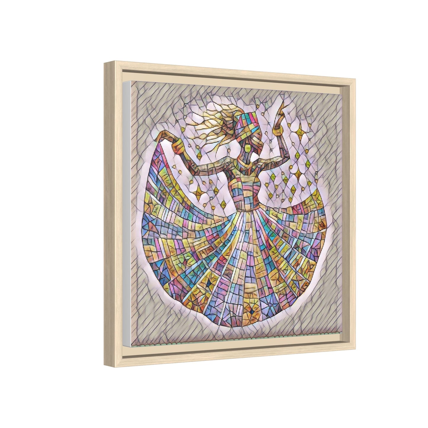 Colorful Mosaic Dance Framed Canvas Art