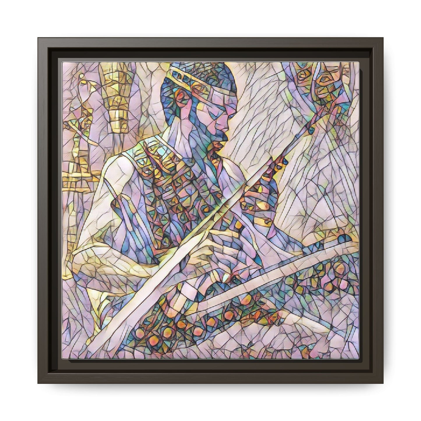 Framed Matte Canvas — Abstract Musician Stained-Glass Art Print