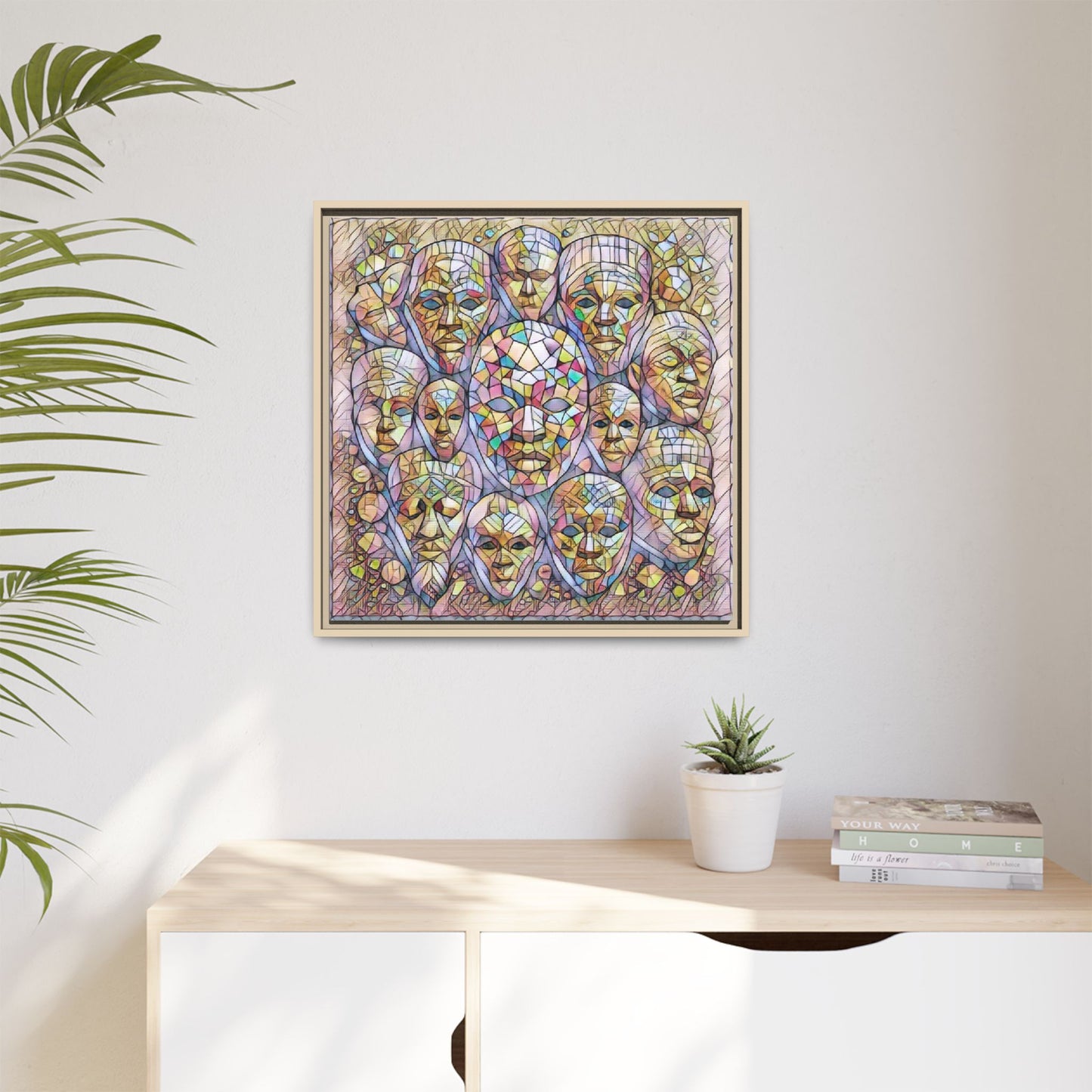 Framed Art Print — Mosaic Faces Matte Canvas