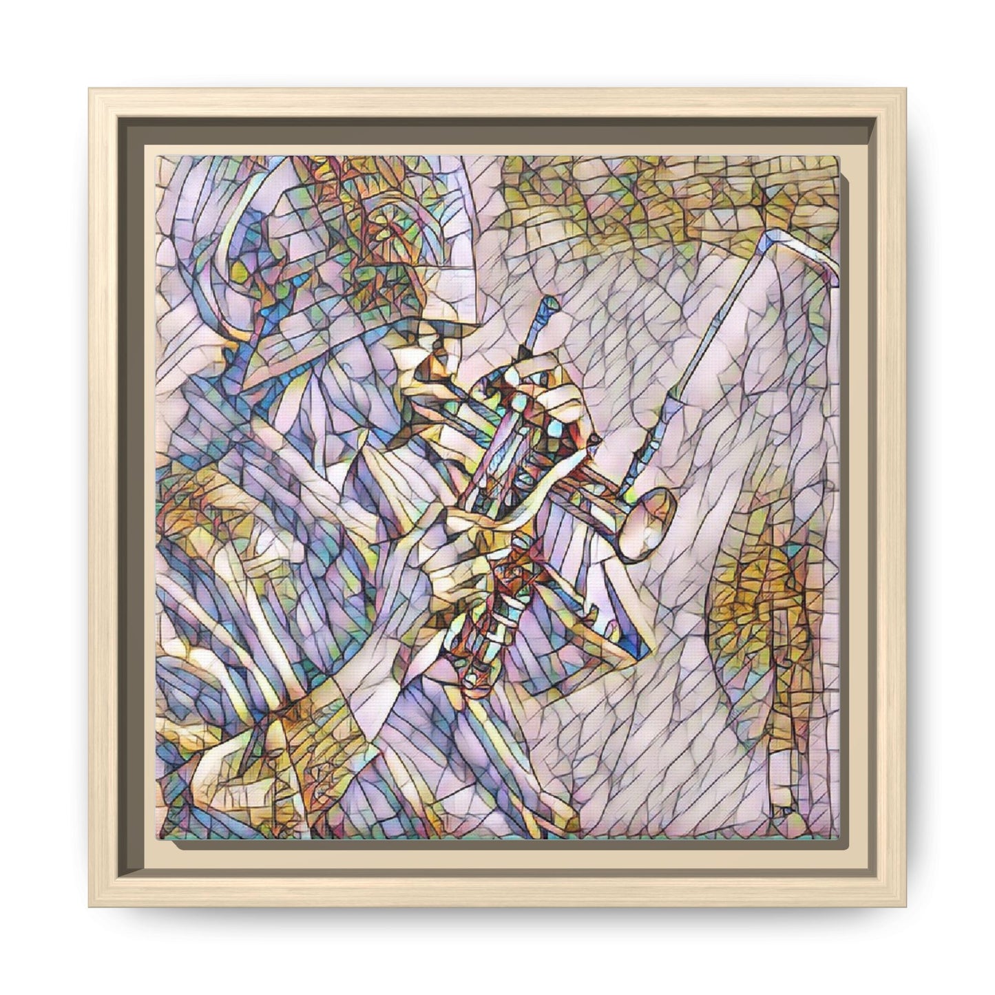Framed Abstract Trumpet Player Matte Canvas Art