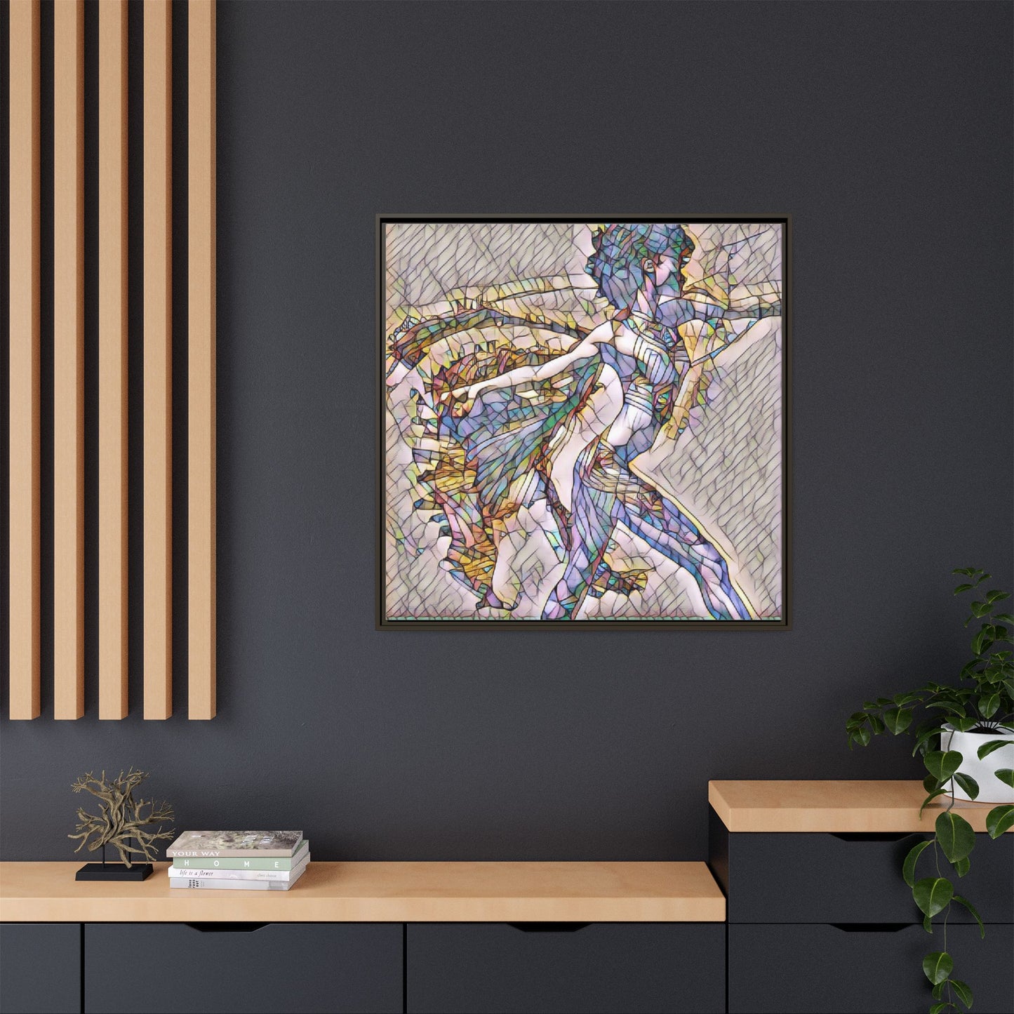 Abstract Stained-Glass Dancer Framed Canvas Art