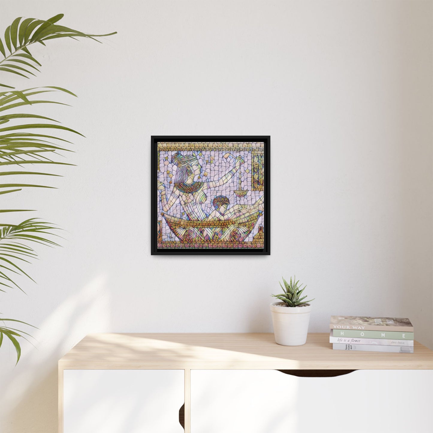 Egyptian Mosaic Goddess Matte Canvas Print (Framed)