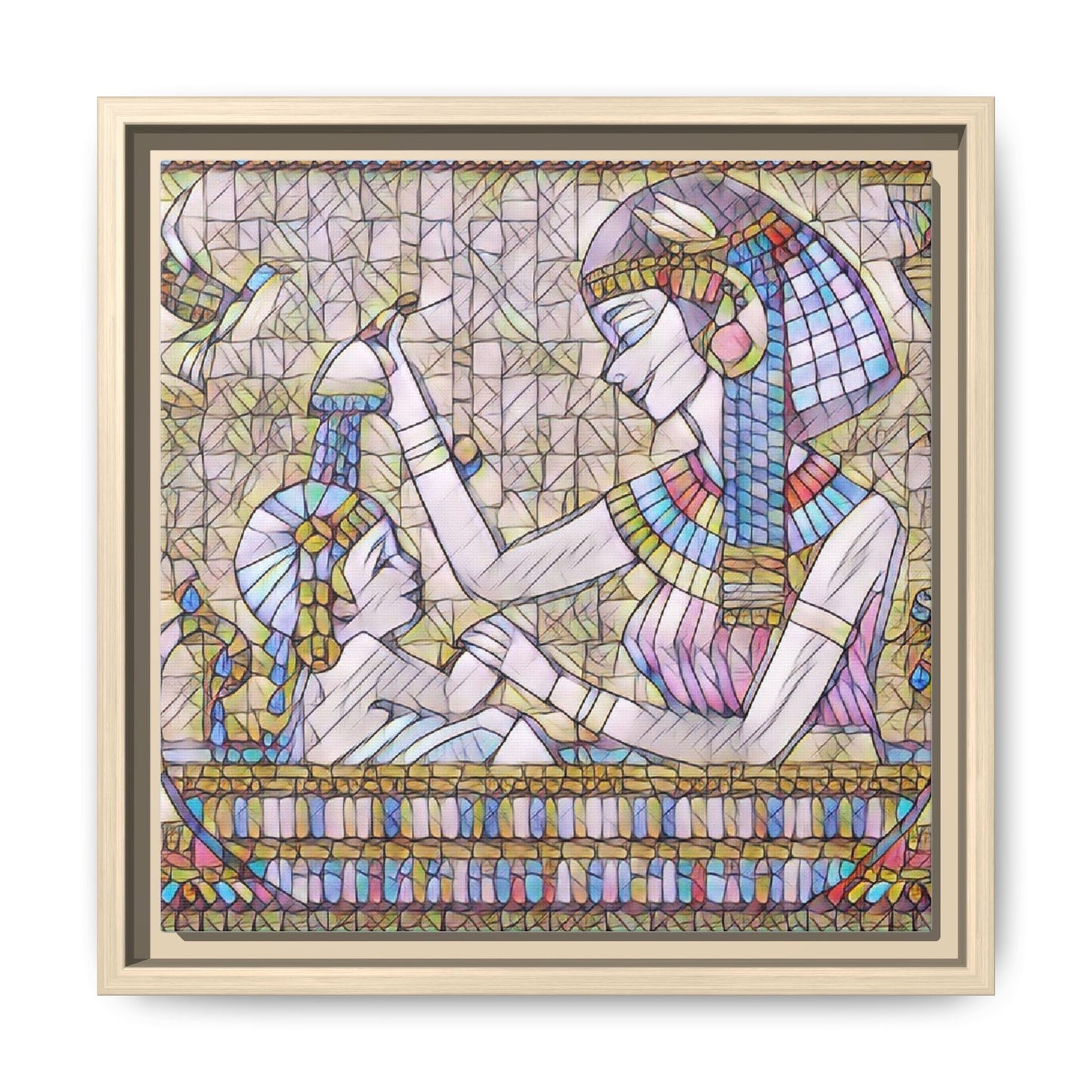 Egyptian Mosaic Mother & Child Framed Matte Canvas