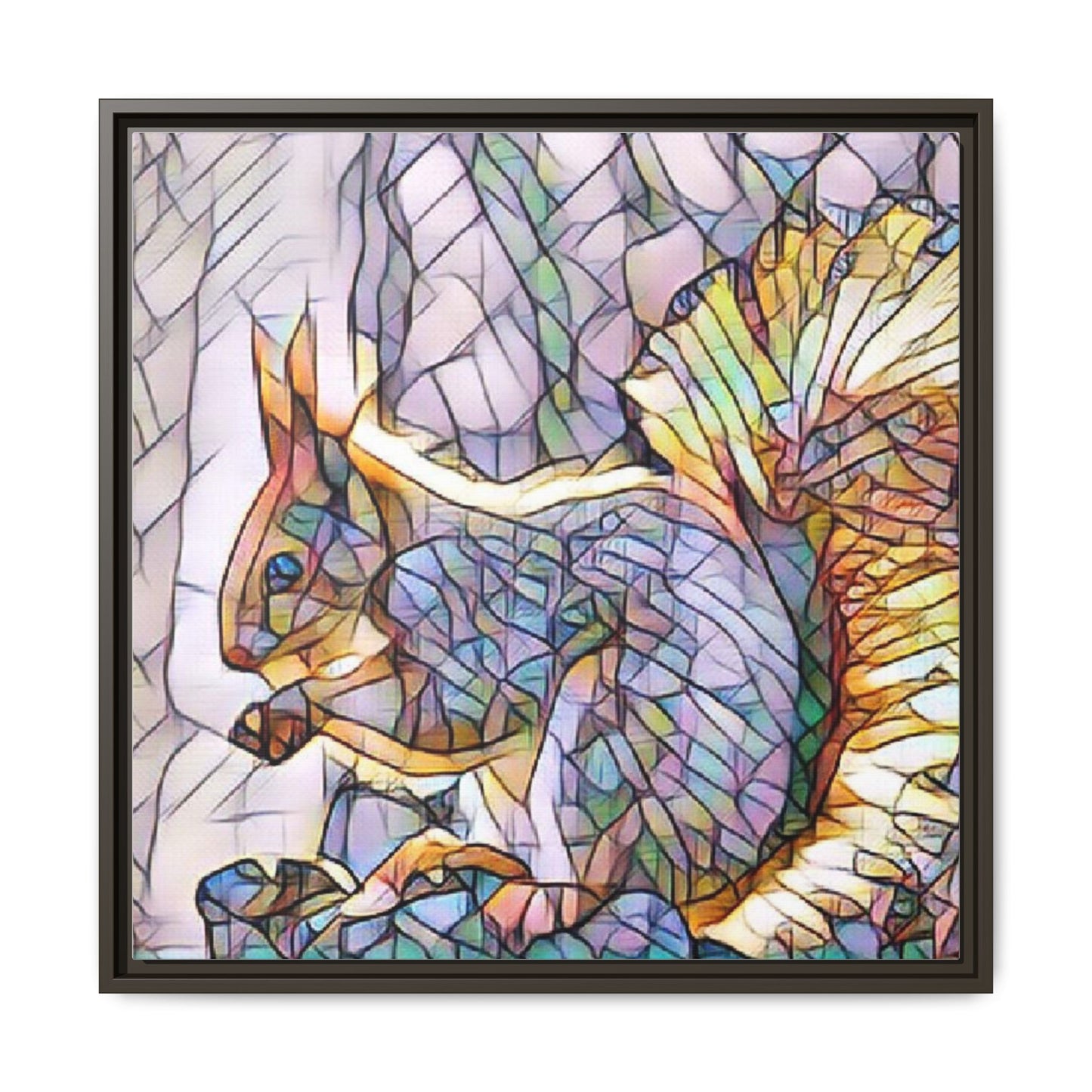 Framed Squirrel Mosaic Matte Canvas Wall Art
