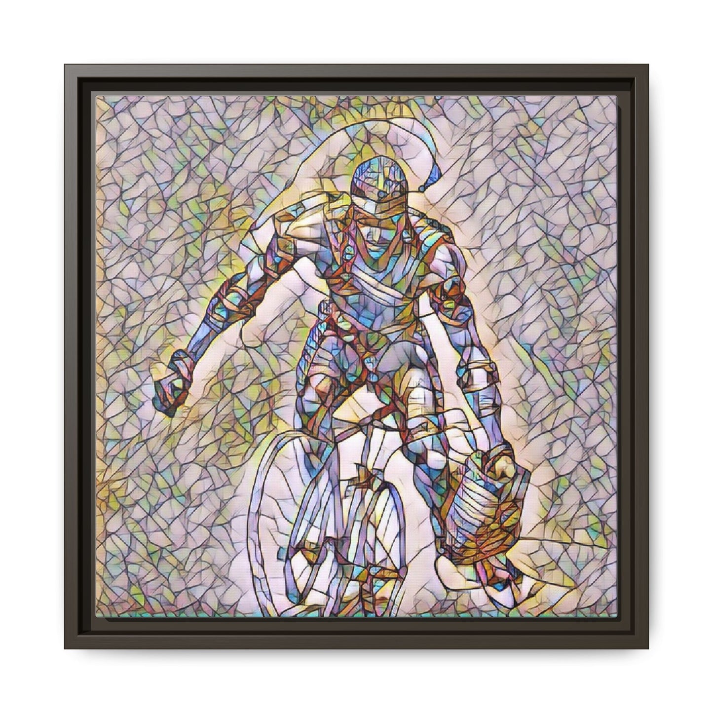 Cyclist Mosaic Matte Canvas Print — Framed Multicolor Cycling Art
