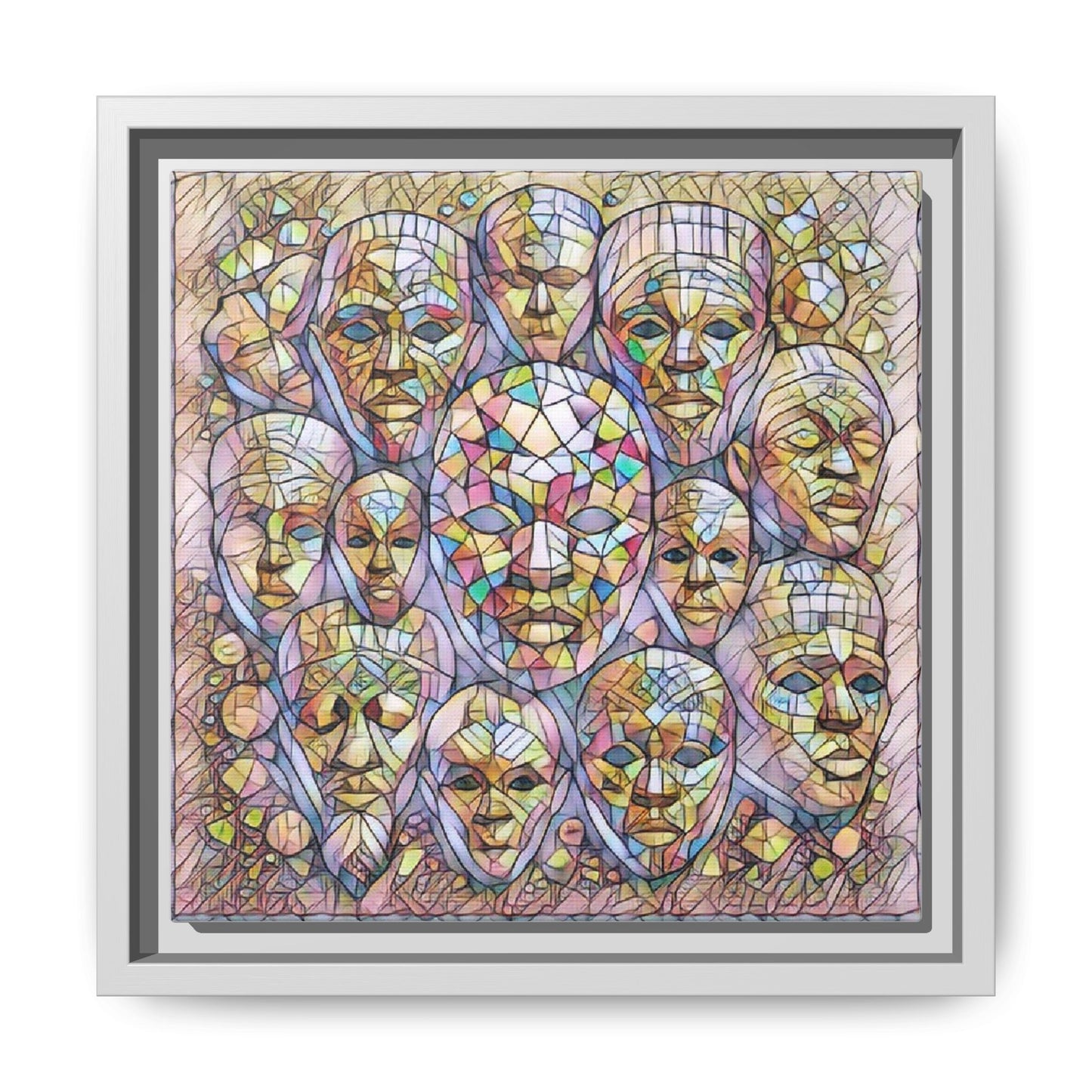 Framed Art Print — Mosaic Faces Matte Canvas
