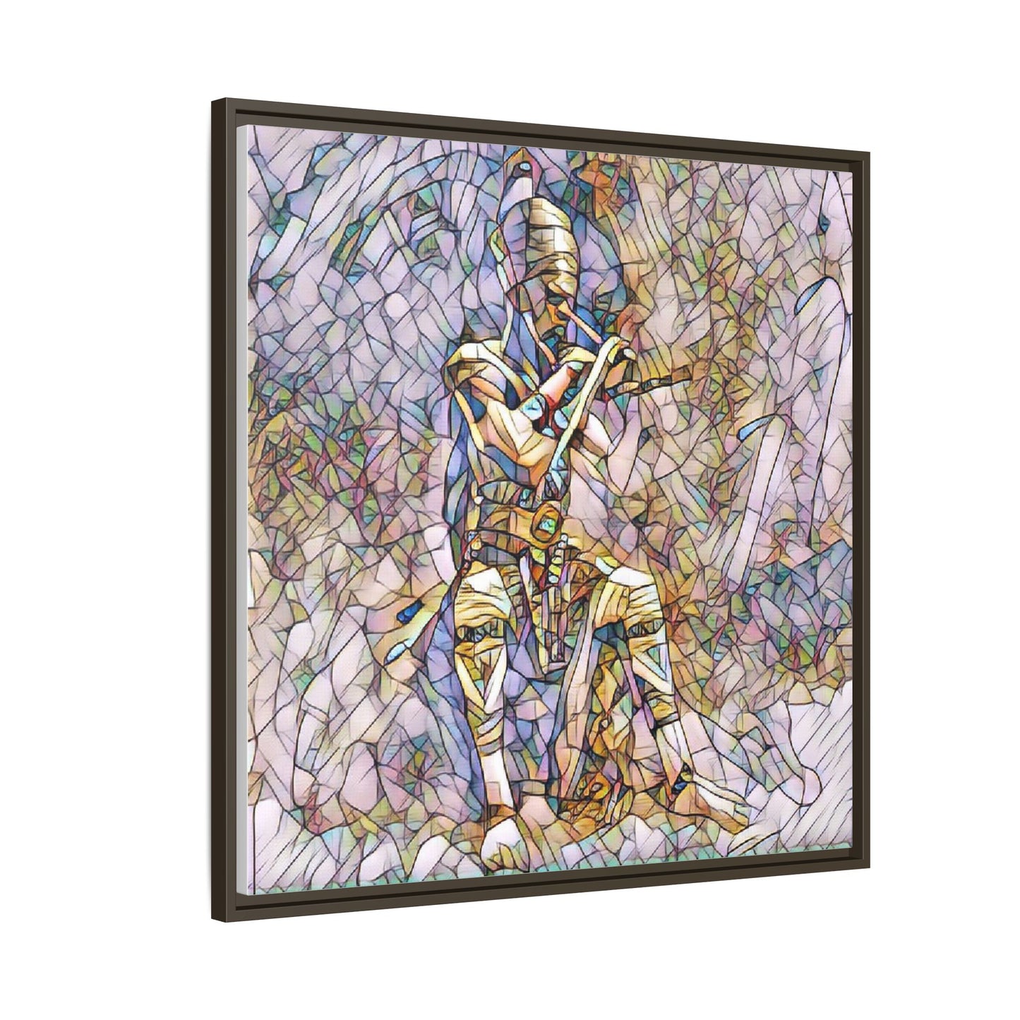 Framed Matte Canvas - Stained Glass Knight Artwork