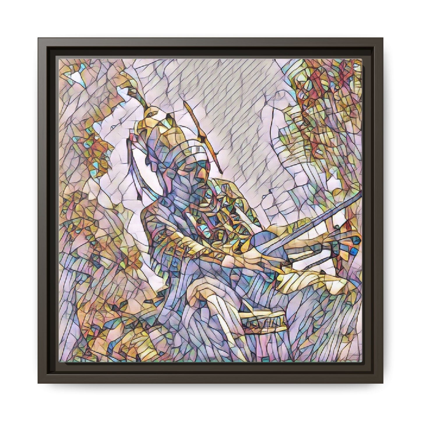 Framed Archery Canvas Print — Stained-Glass Archer Wall Art