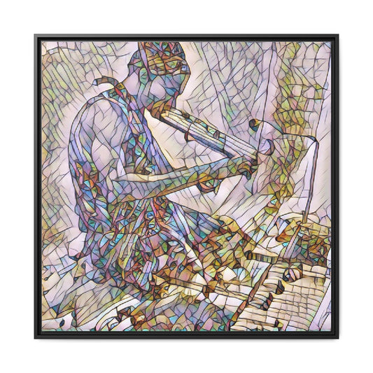 Abstract Violinist Matte Framed Canvas – Colorful Musical Art Print