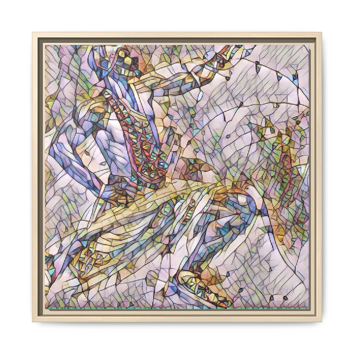 Abstract Stained-Glass Dancers — Framed Matte Canvas Art
