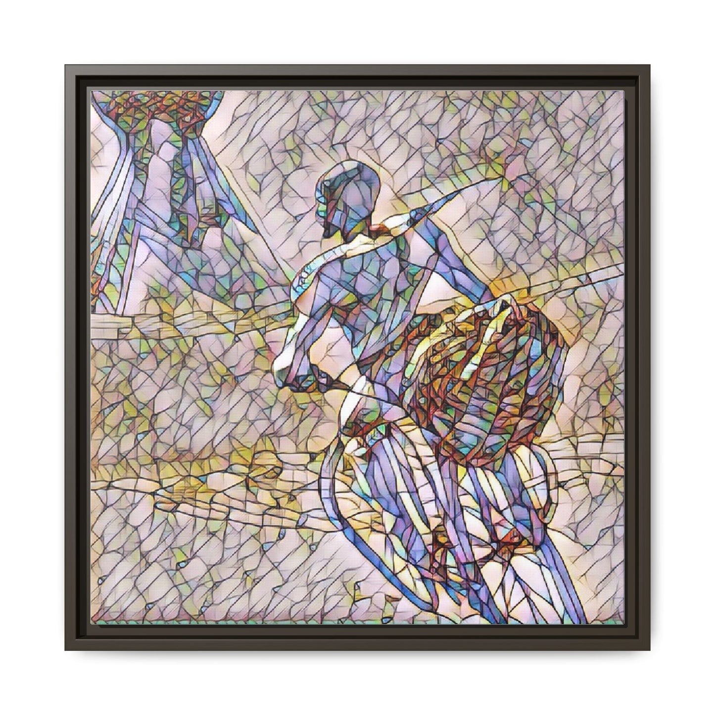 Abstract Stained-Glass Warrior Matte Framed Canvas