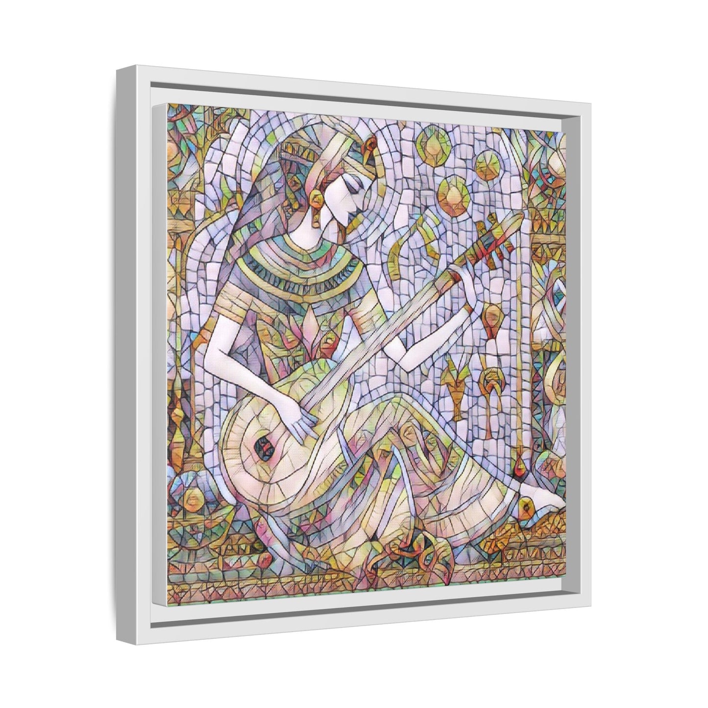 Egyptian Muse Mosaic Matte Canvas Framed Wall Art