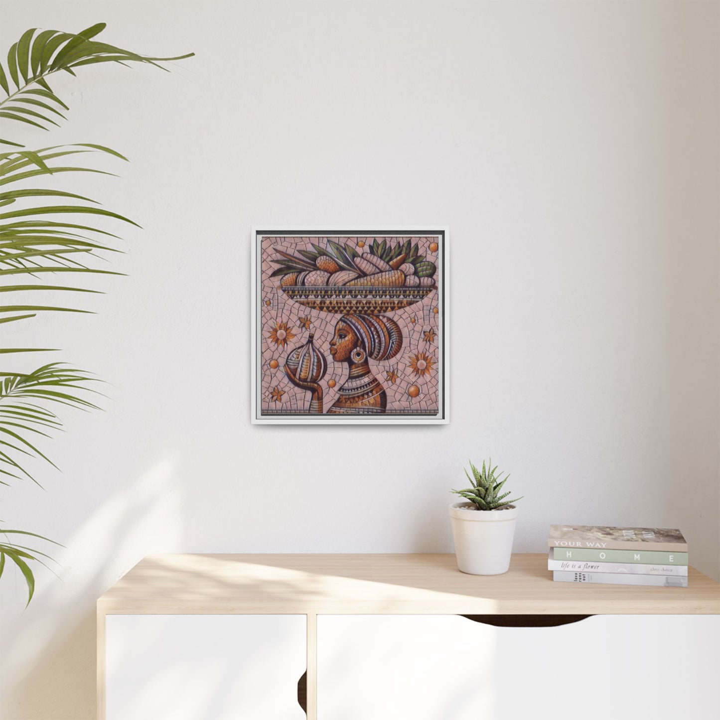 Egyptian Mosaic Goddess Matte Framed Canvas Wall Art
