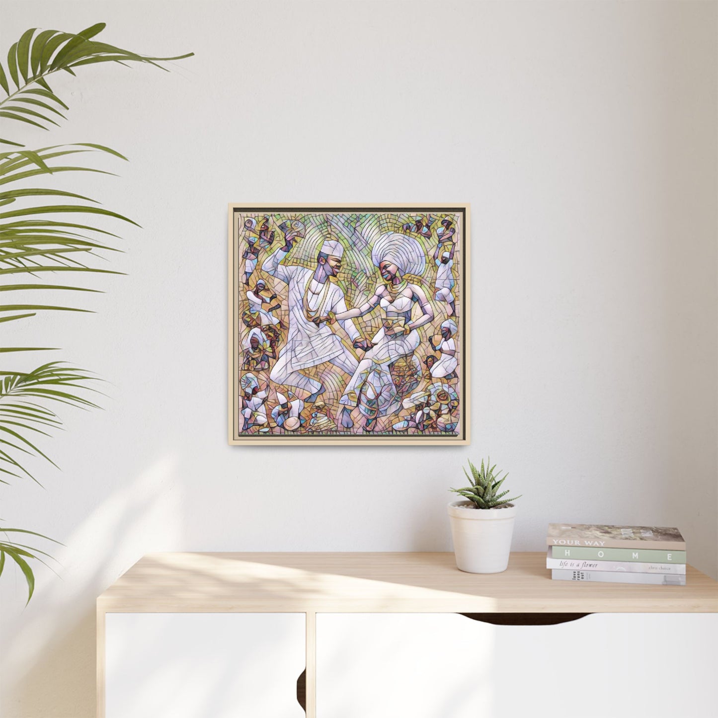Afrobeat Celebration Matte Framed Canvas — Vibrant Dancers Wall Art