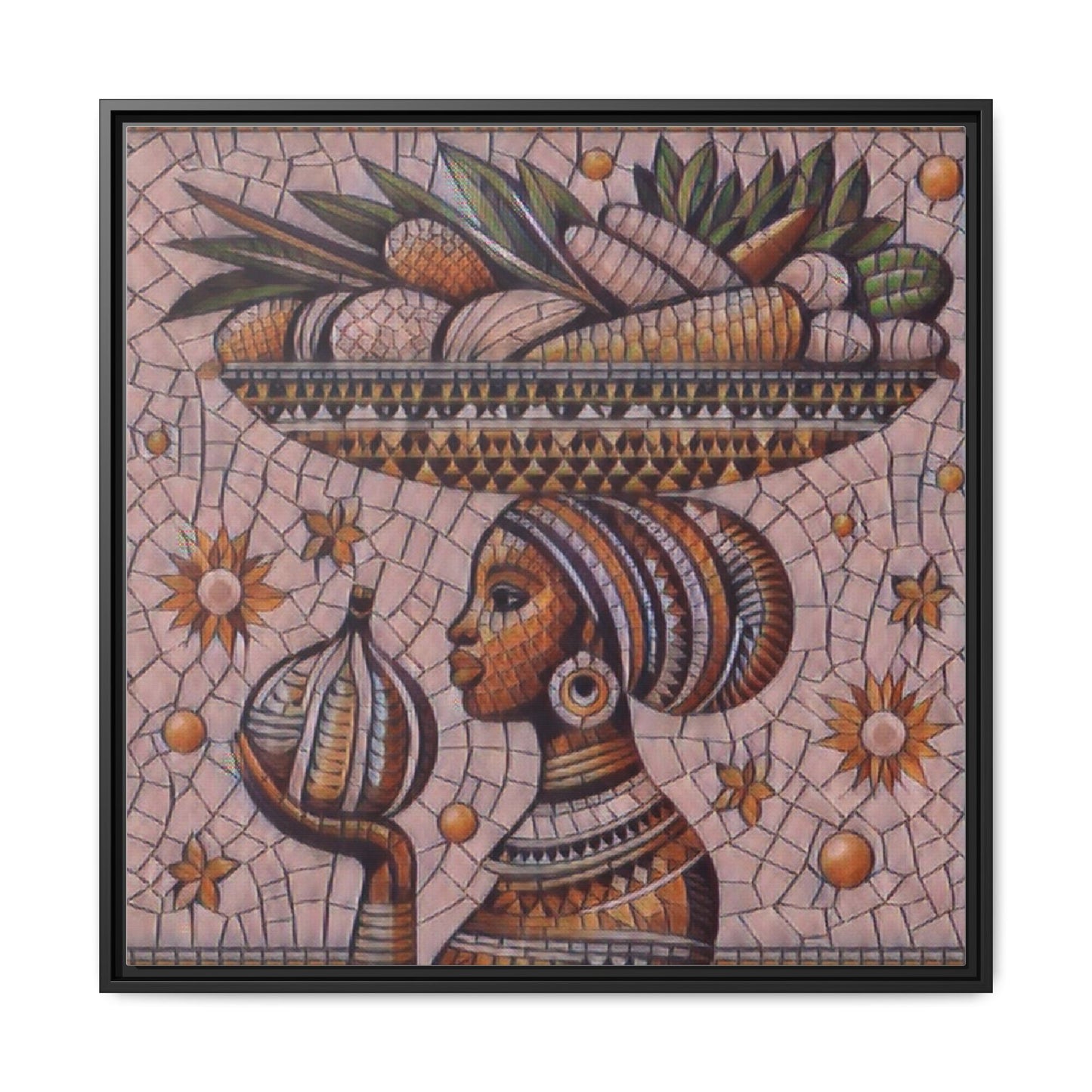 Egyptian Mosaic Goddess Matte Framed Canvas Wall Art