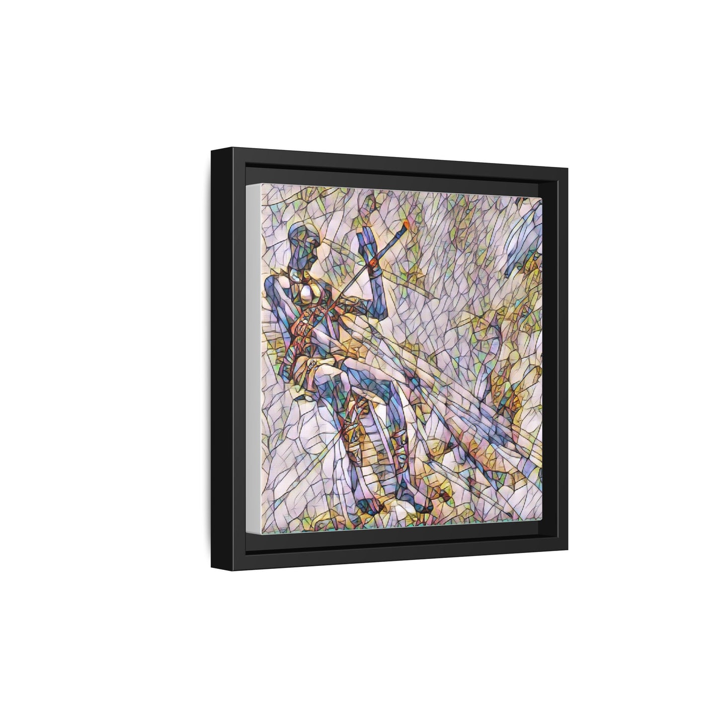 Abstract Stained-Glass Warrior Framed Canvas