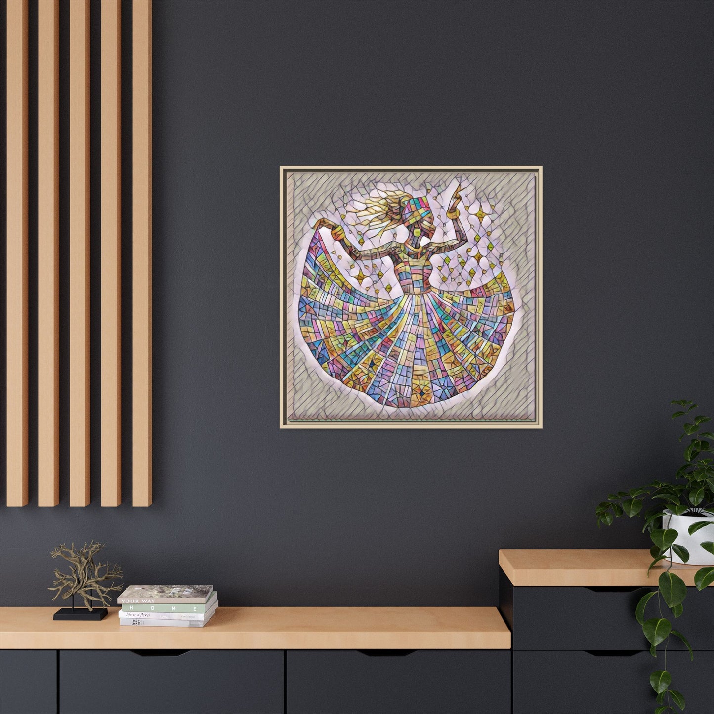 Colorful Mosaic Dance Framed Canvas Art