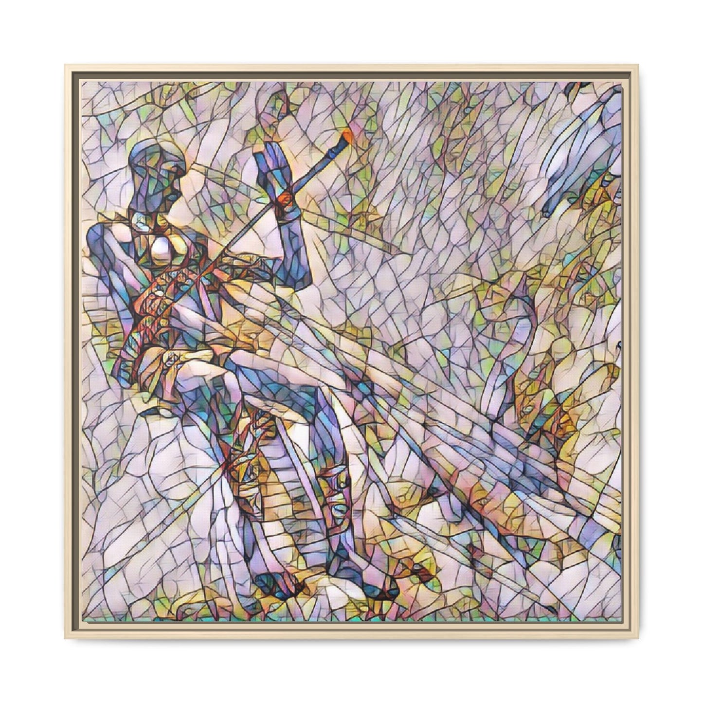 Abstract Stained-Glass Warrior Framed Canvas
