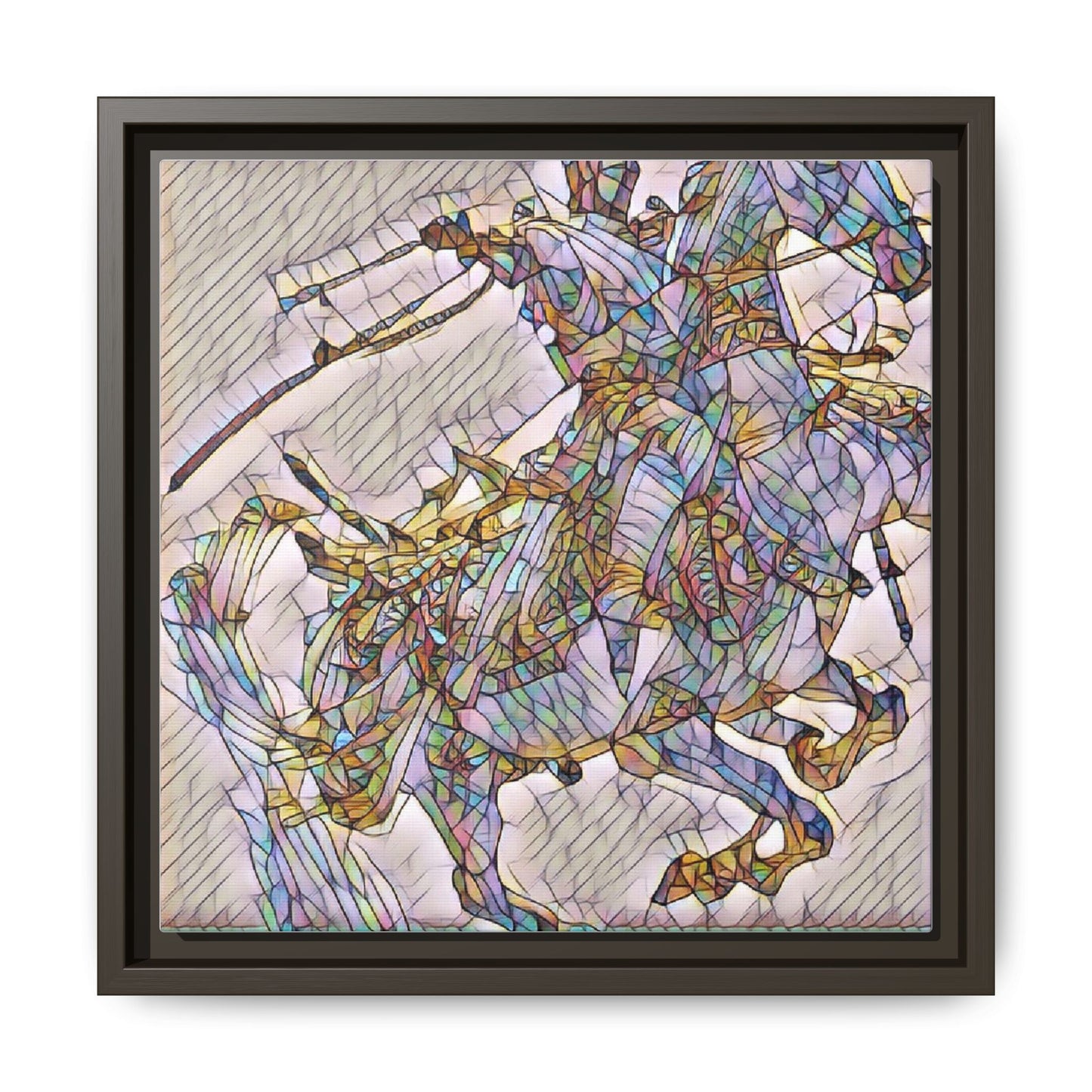 Framed Abstract Stained-Glass Horse Canvas