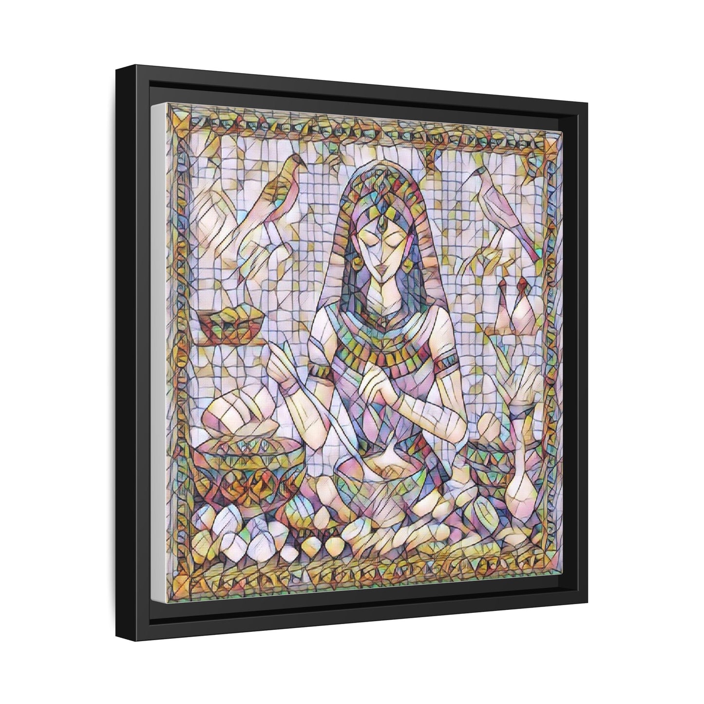 Egyptian Goddess Mosaic Framed Canvas Art